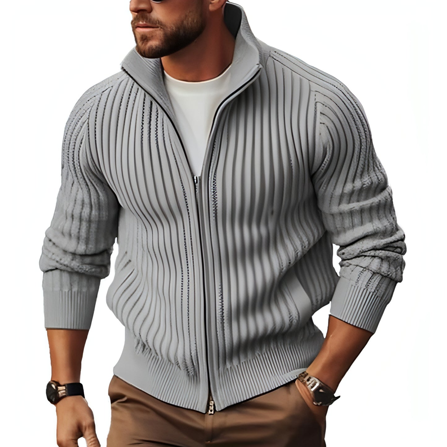 Reißverschluss-Oberbekleidung-Pullover-Mantel für Herren, mit Fleece gefüttert, verdickter Winter