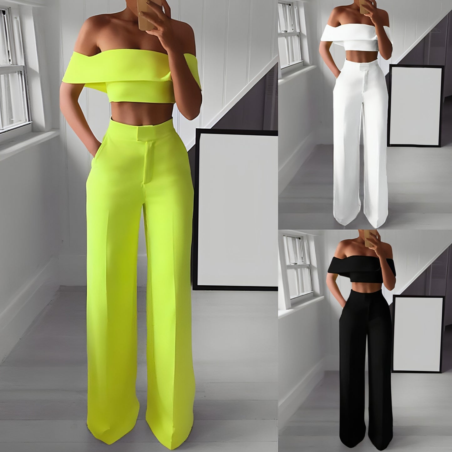 Women Wide Leg Pants Two Piece Set