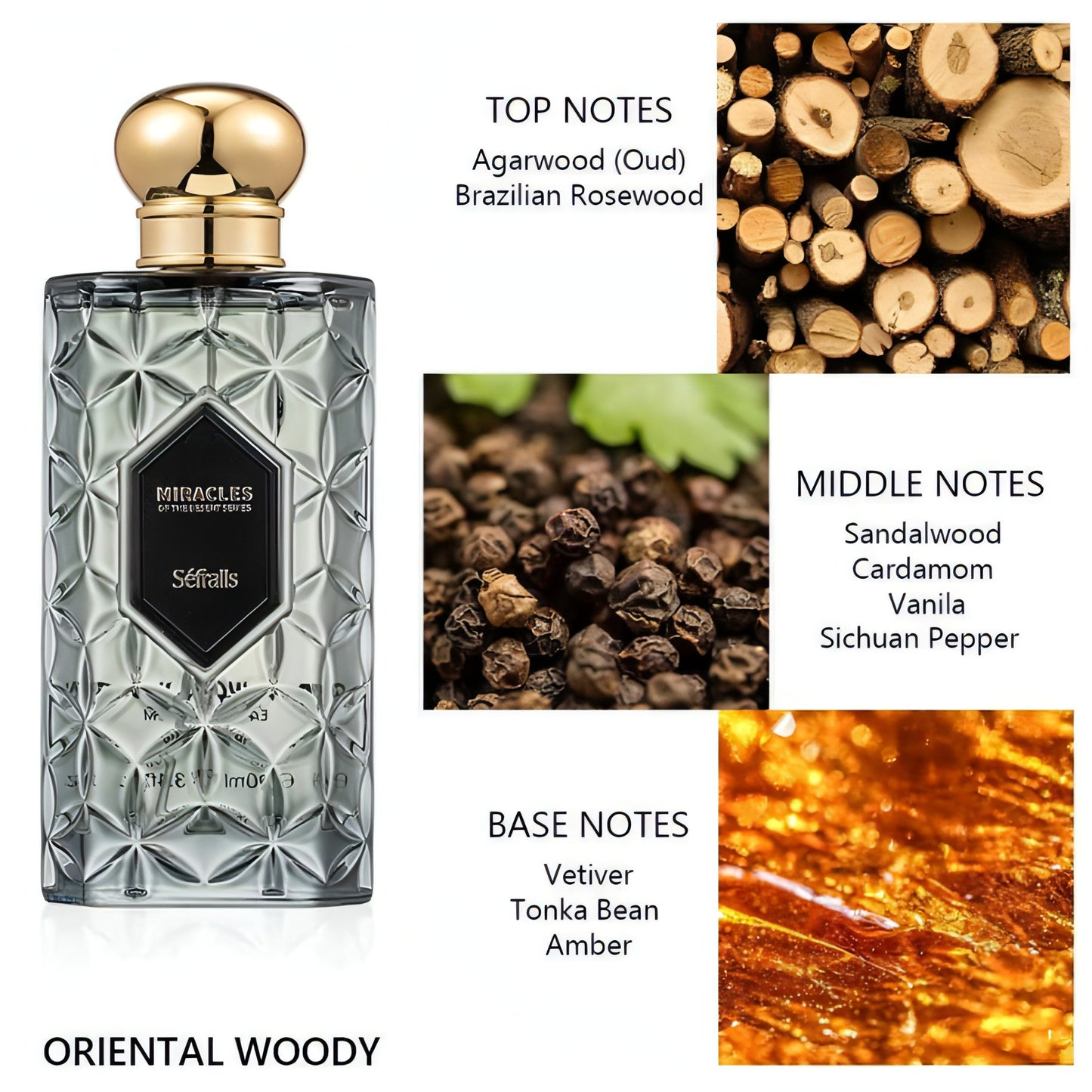 Miracles Sefralls Noir Wood Night Perfume Woody Fragrance Luxury Perfumes Woody Long Lasting Signature GRACEFUL Fragrance
