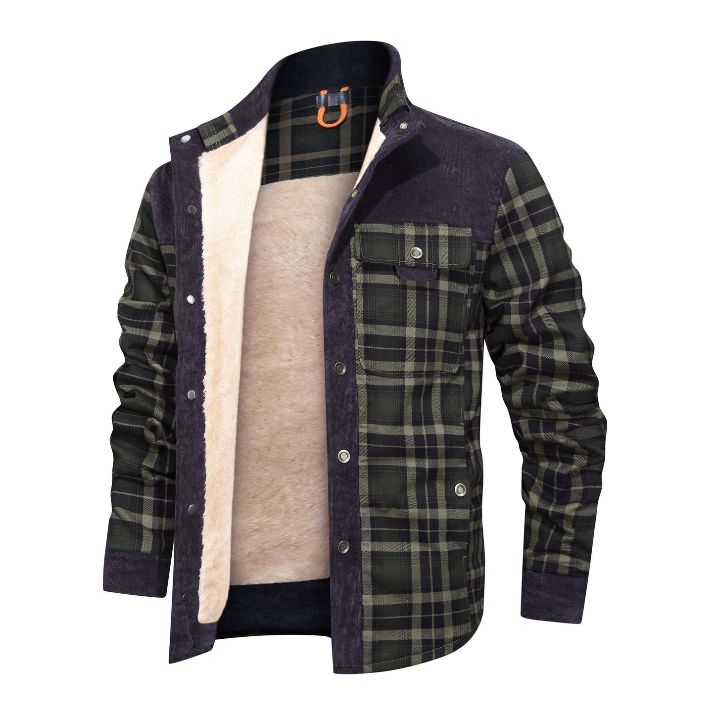 Verdickte Jacke mit klassischem kariertem Flauschfleece-Innenfutter