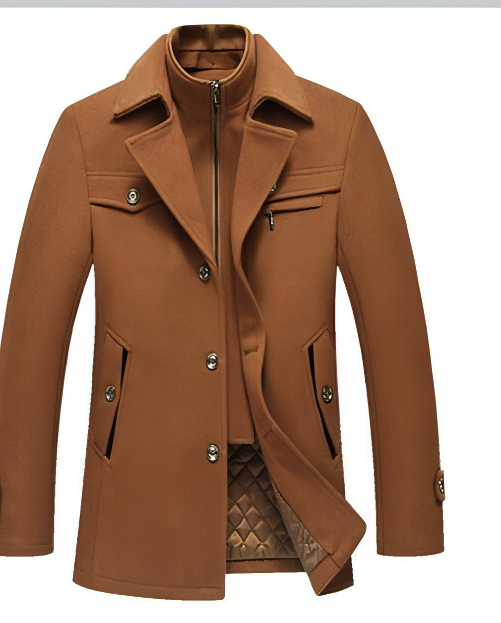 Collar Casual Wool Blends Trench Coats