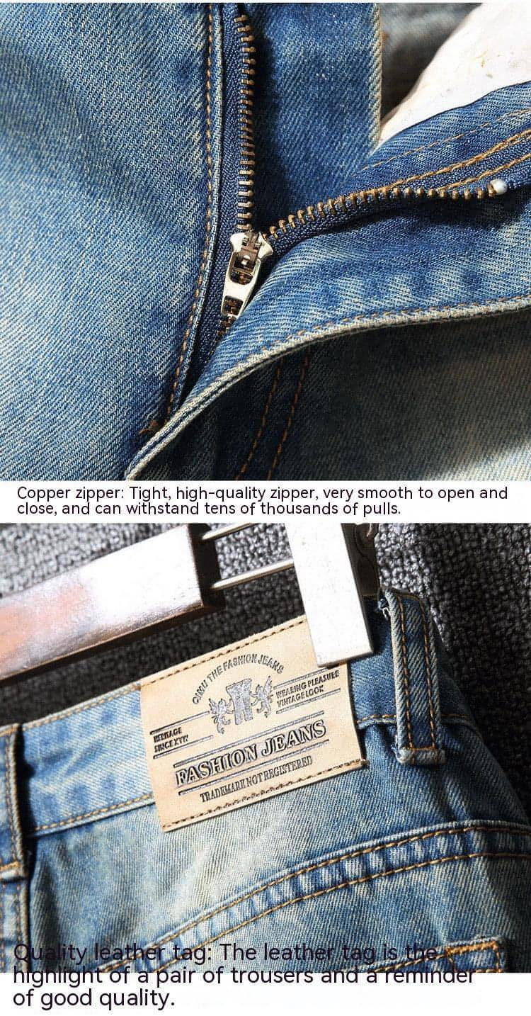Hong Kong Style Ripped Jeans American Casual Loose Men