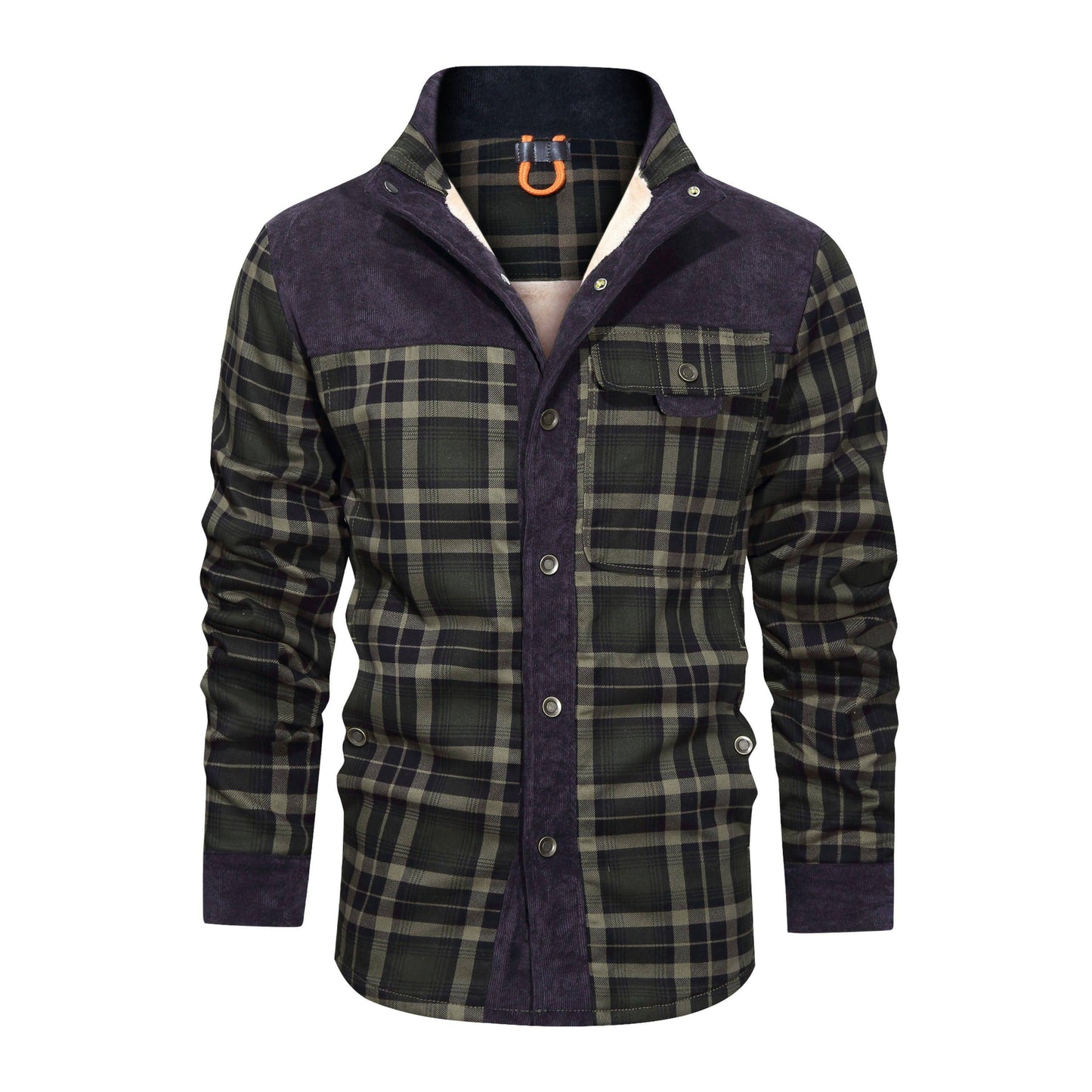 Verdickte Jacke mit klassischem kariertem Flauschfleece-Innenfutter