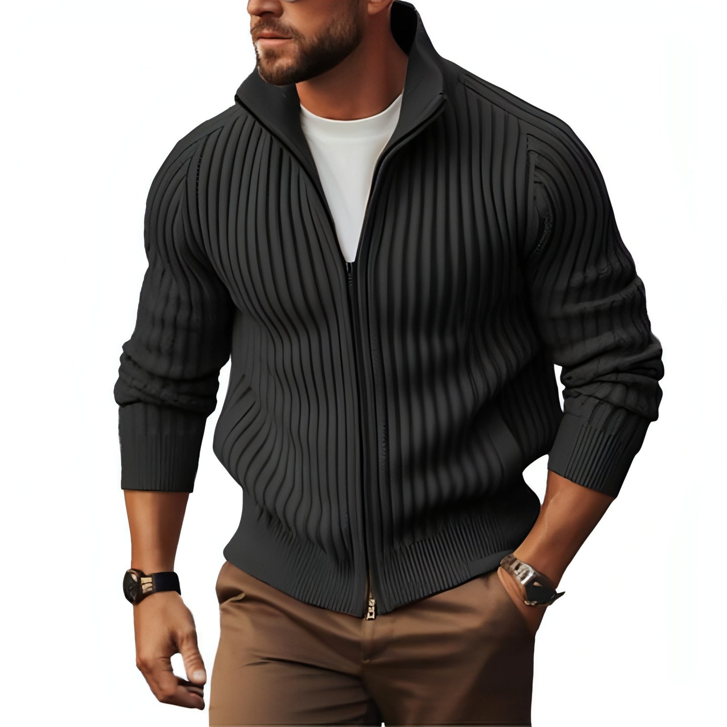 Reißverschluss-Oberbekleidung-Pullover-Mantel für Herren, mit Fleece gefüttert, verdickter Winter
