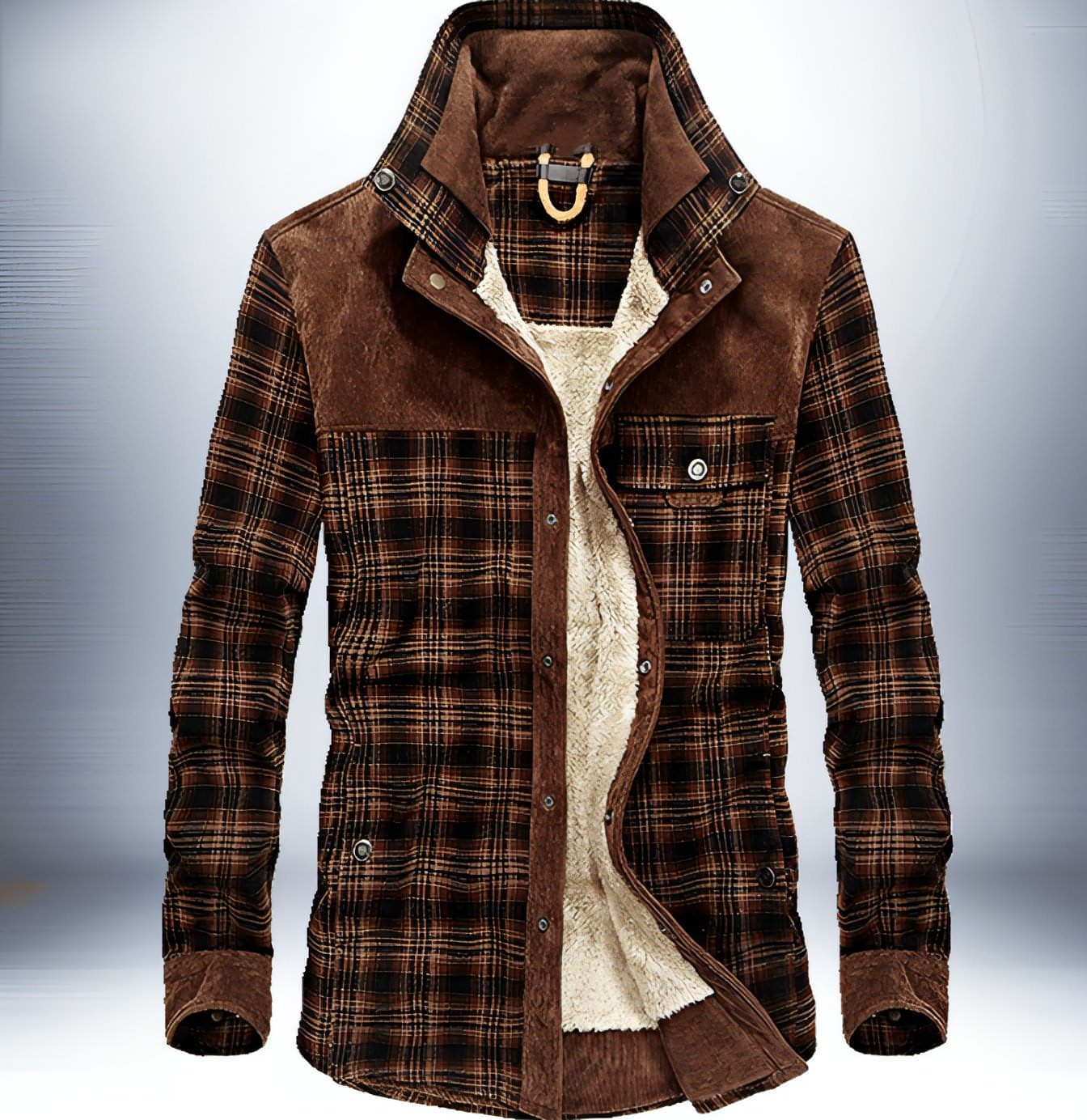 Chaqueta de cuadros de algodón puro para hombre