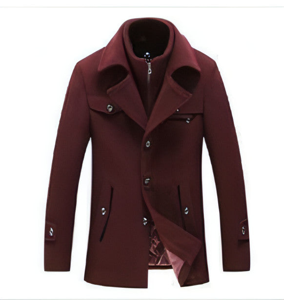 Collar Casual Wool Blends Trench Coats