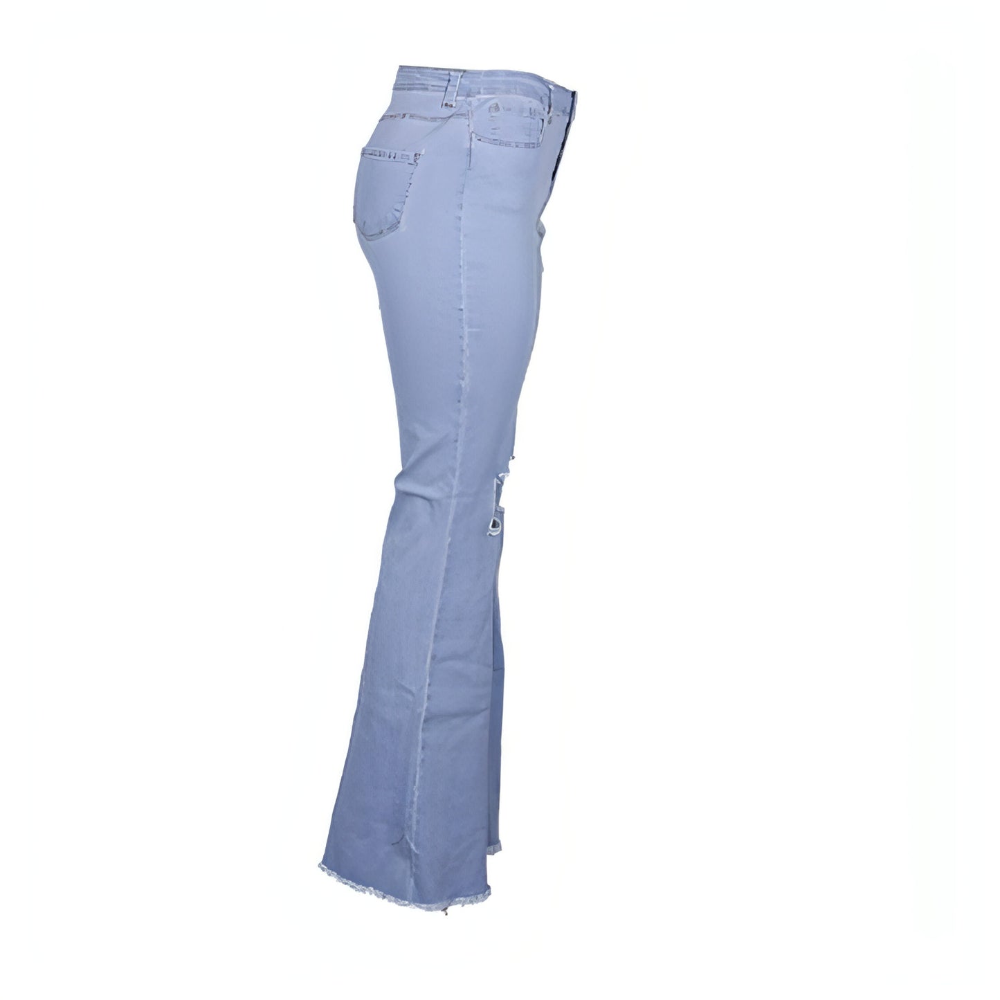Vintage shredded solid color flared jeans women