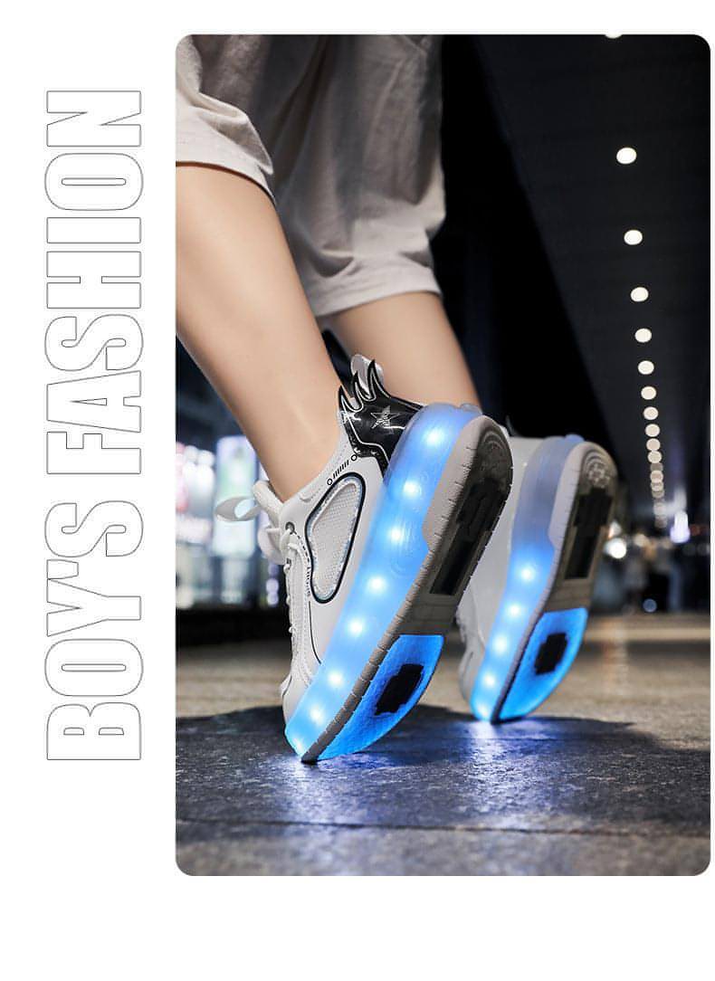 Mesh Double Wheel Heelys Childrening Luminous Charging Skate Shotos de skate de skate
