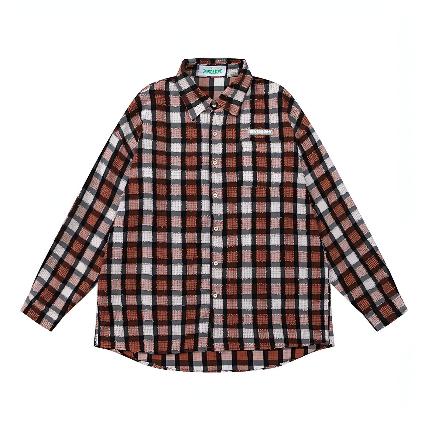Loose Casual High Street Frayed Design Lapel Women DressShirt