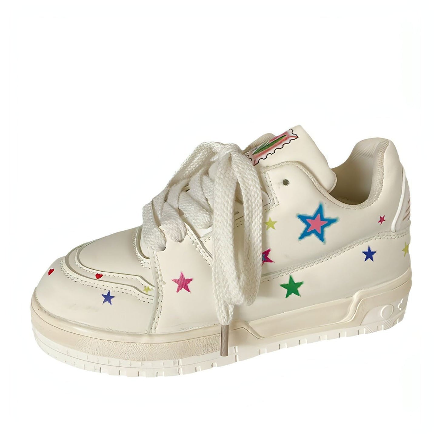 New Leather Flat Platform Sneakers