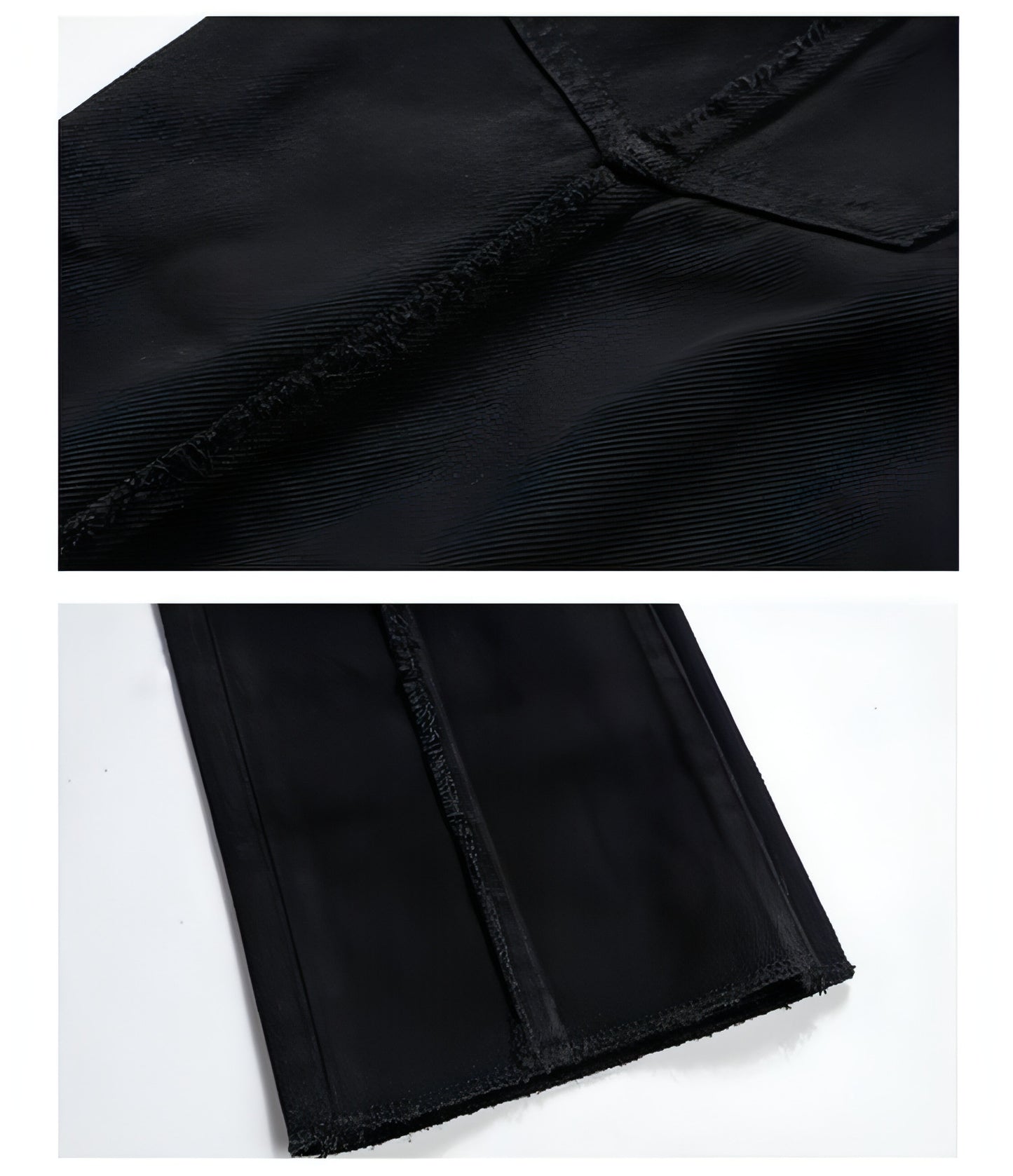 High Street Dark 3D Cut Solid Black Vintage Jeans Men