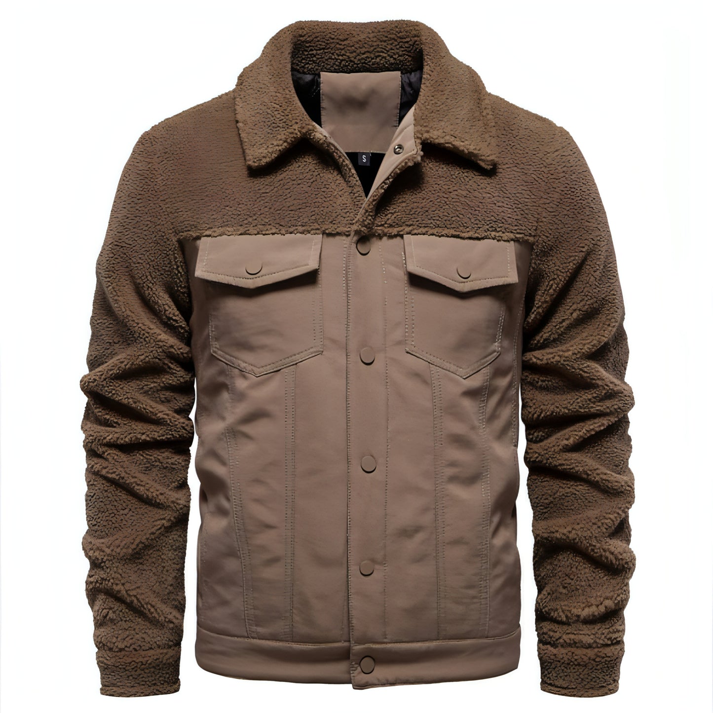 Men's New Jacket Fashion Casual Patchwork Lamb Wool Coat