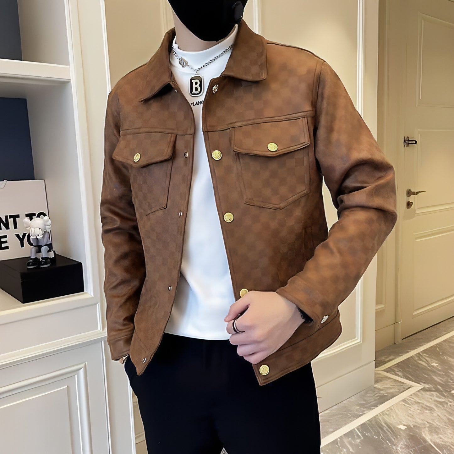 Chaqueta de cuello de primavera y otoño de moda para hombre