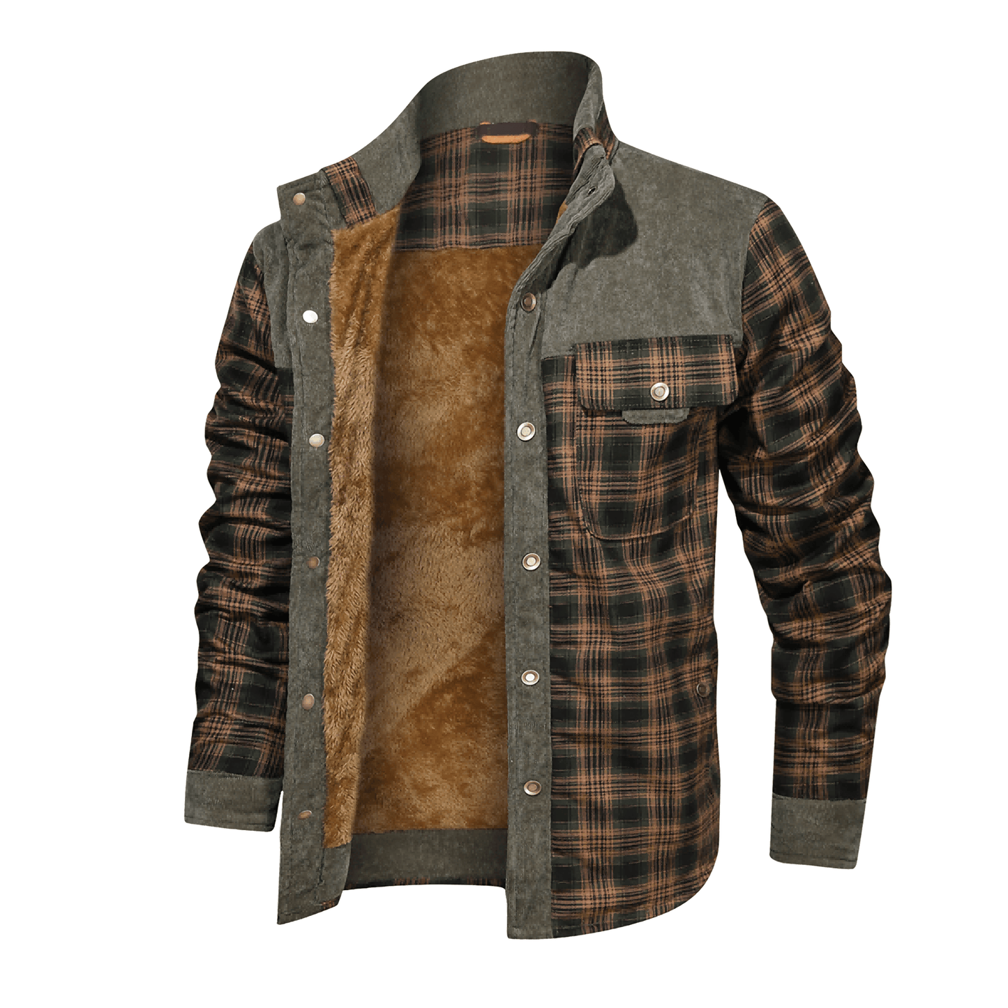 Verdickte Jacke mit klassischem kariertem Flauschfleece-Innenfutter