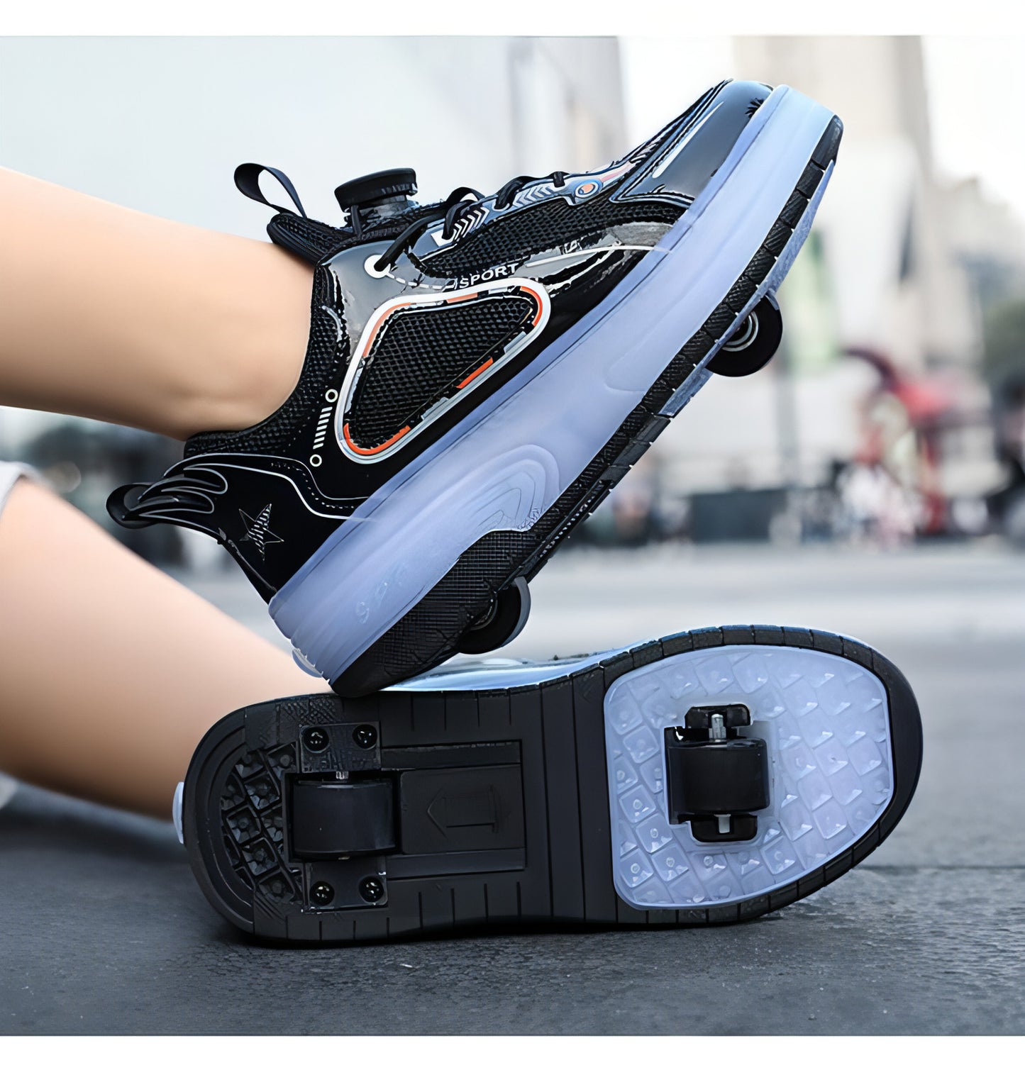 Mesh Double Wheel Heelys Childrening Luminous Charging Skate Shotos de skate de skate
