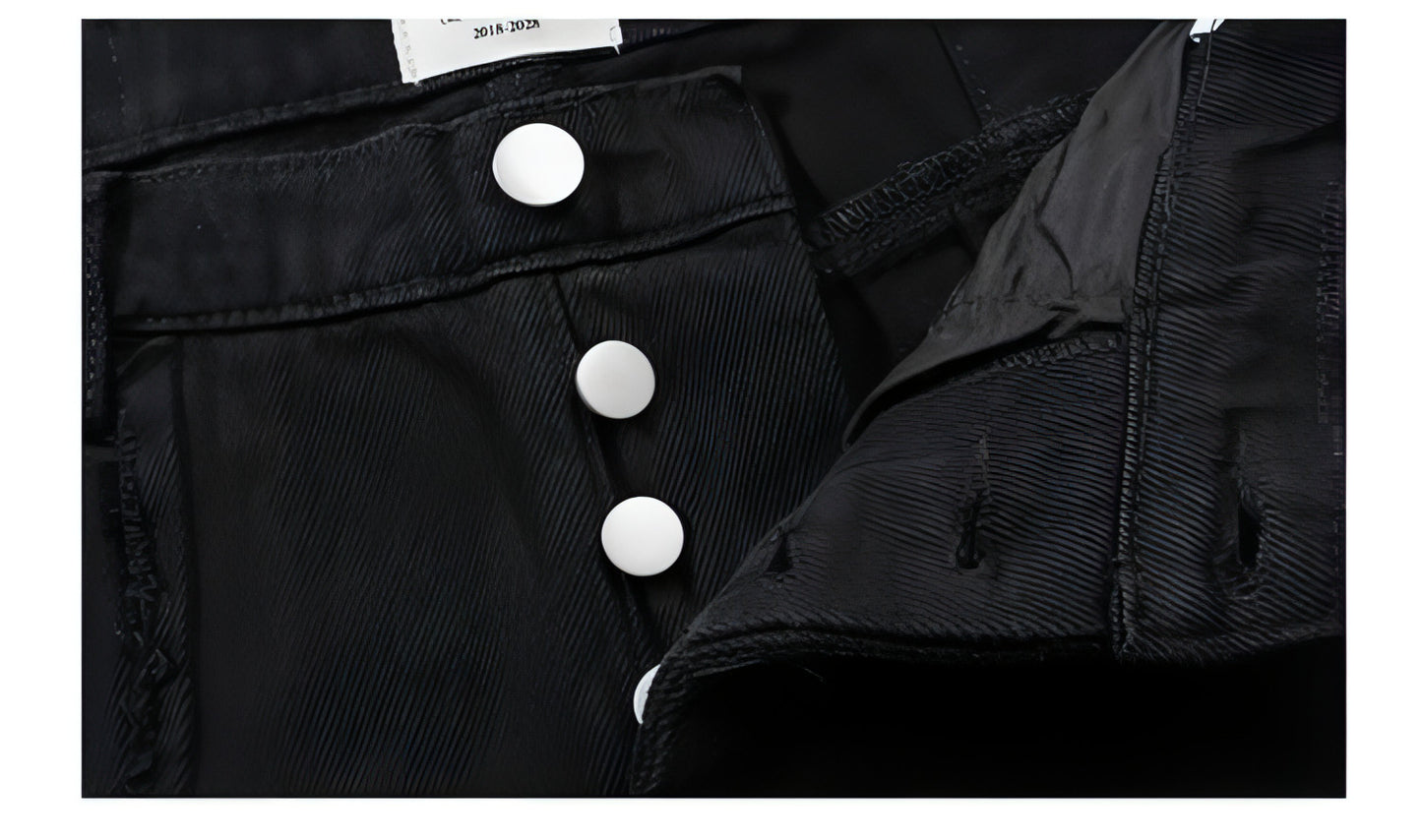 High Street Dark 3D Cut Solid Black Vintage Jeans Men