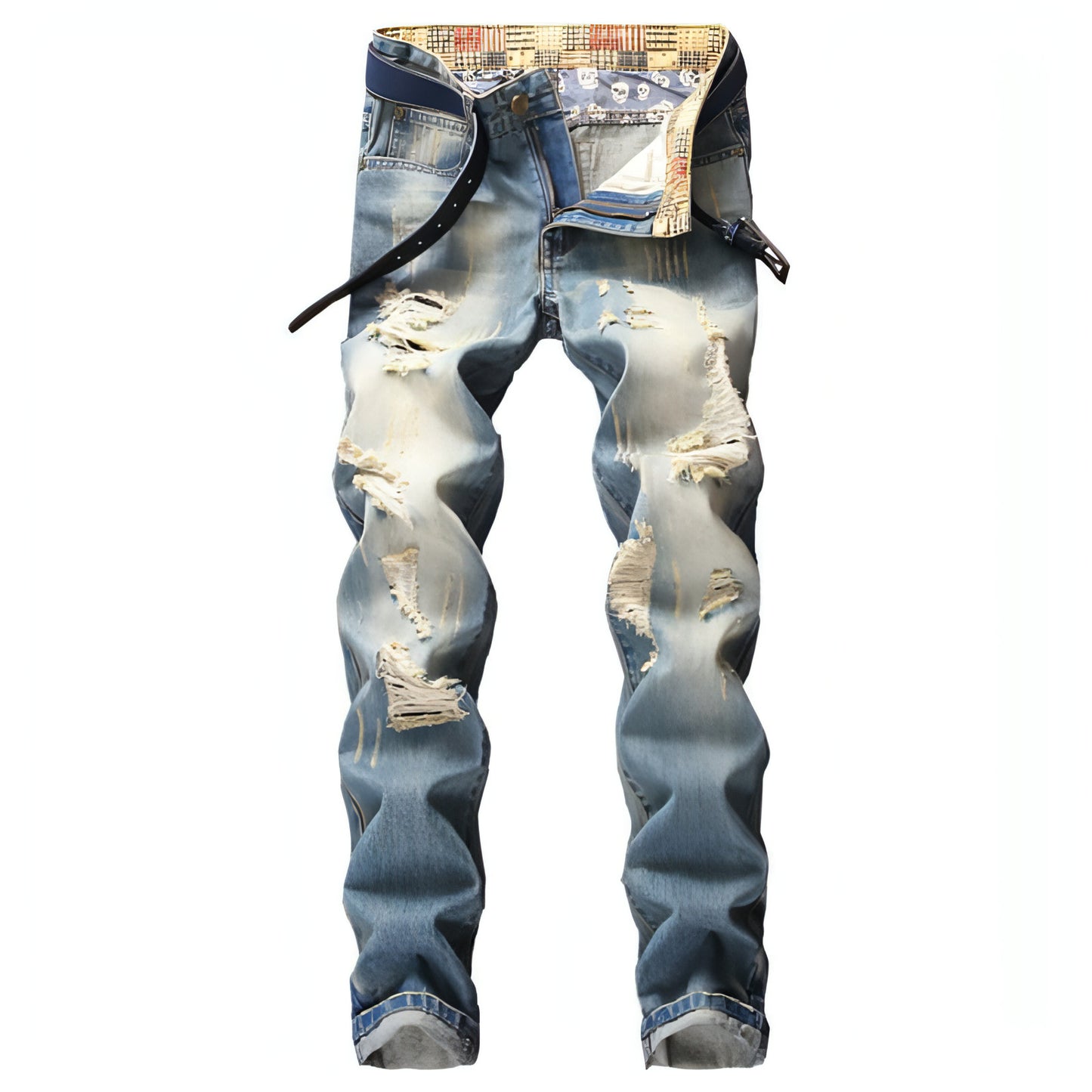 Hong Kong Style Ripped Jeans American Casual Loose Men