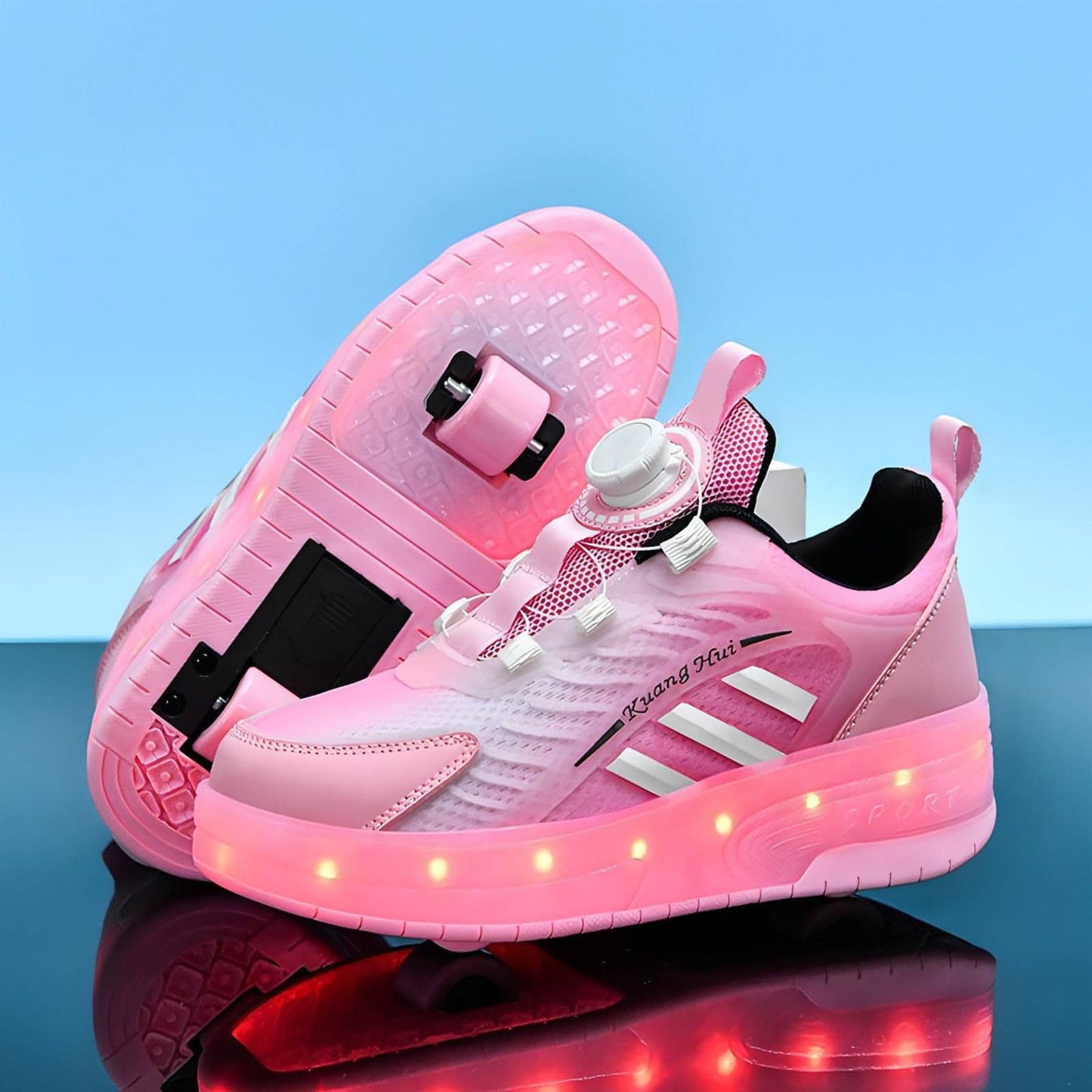 Mesh Double Wheel Heelys Childrening Luminous Charging Skate Shotos de skate de skate