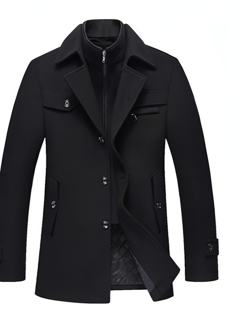 Collar Casual Wool Blends Trench Coats