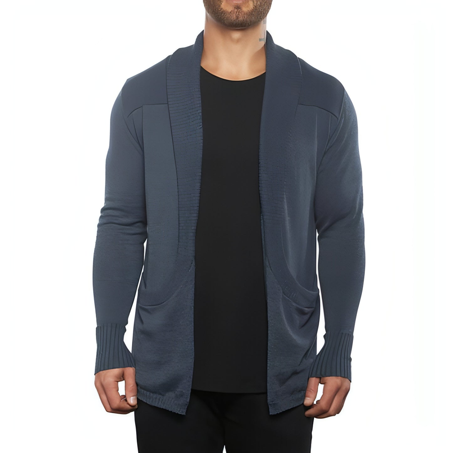 Solid Color Cardigan Sweater With Pockets Casual Men's Long-sleeved