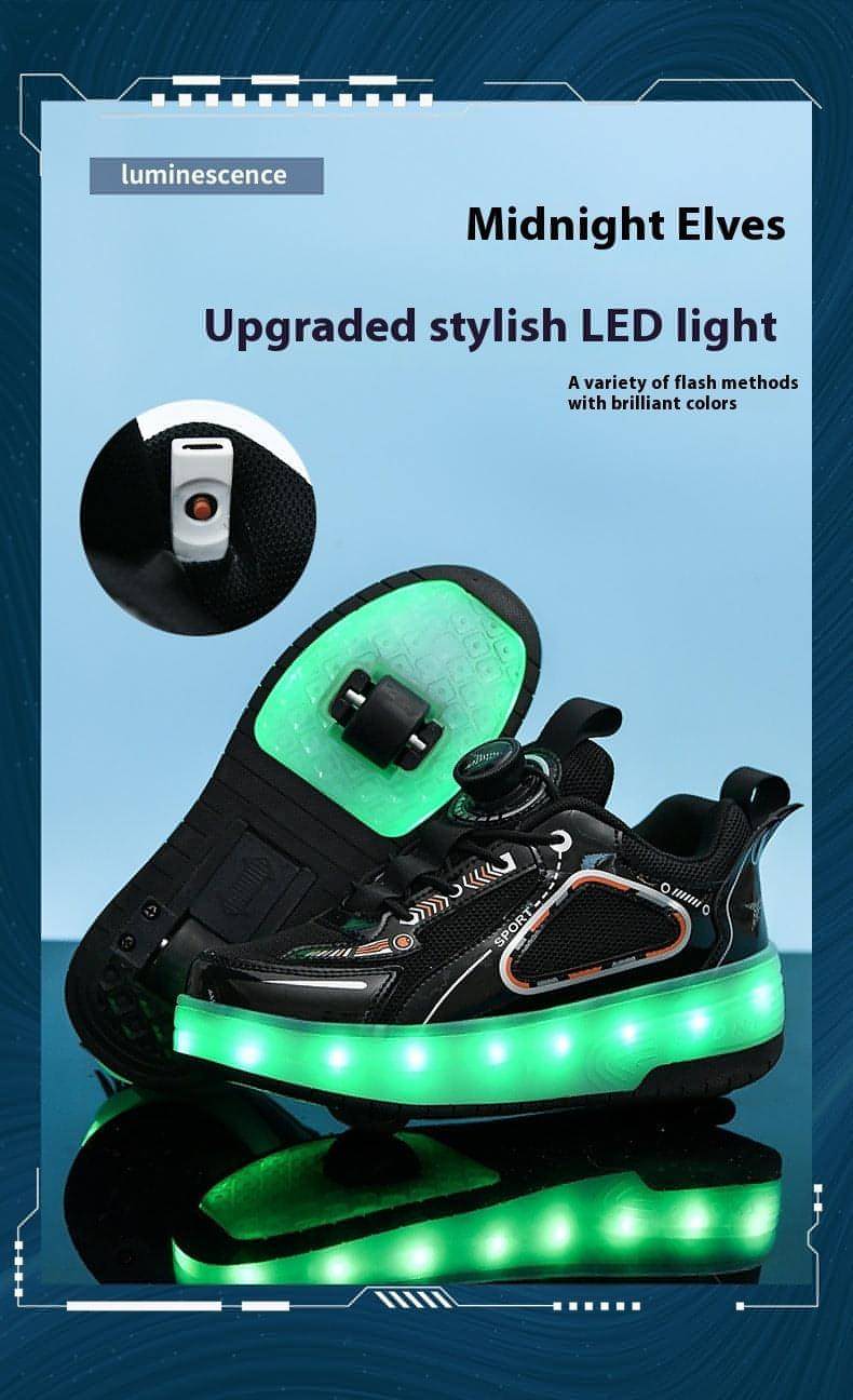 Mesh Double Wheel Heelys Childrening Luminous Charging Skate Shotos de skate de skate