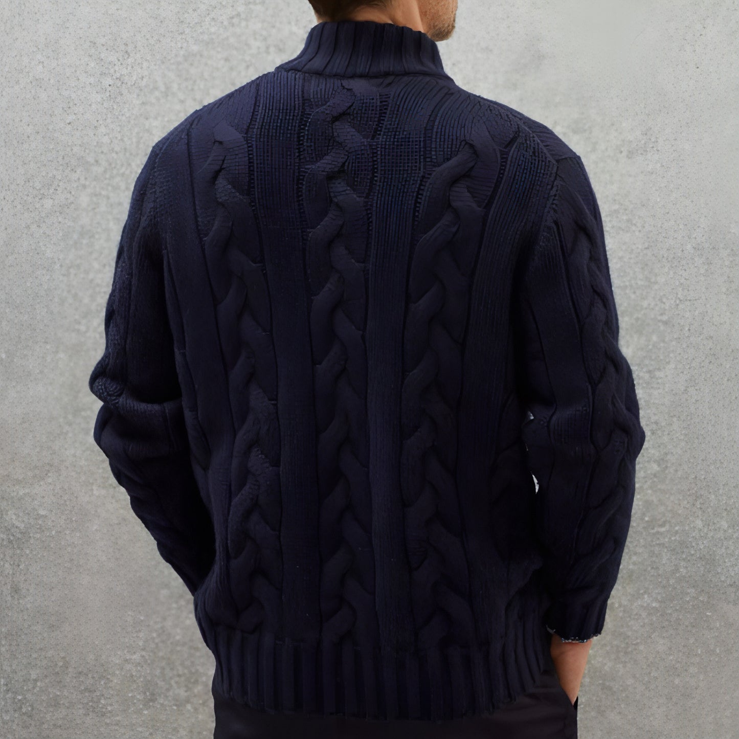 A.1 Chaqueta de punto con cremallera de color liso para hombre