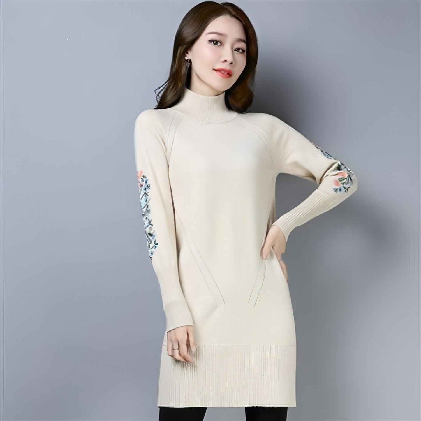 Autumn And Winter Fleece-lined Thickened Woolen Dress Sweater