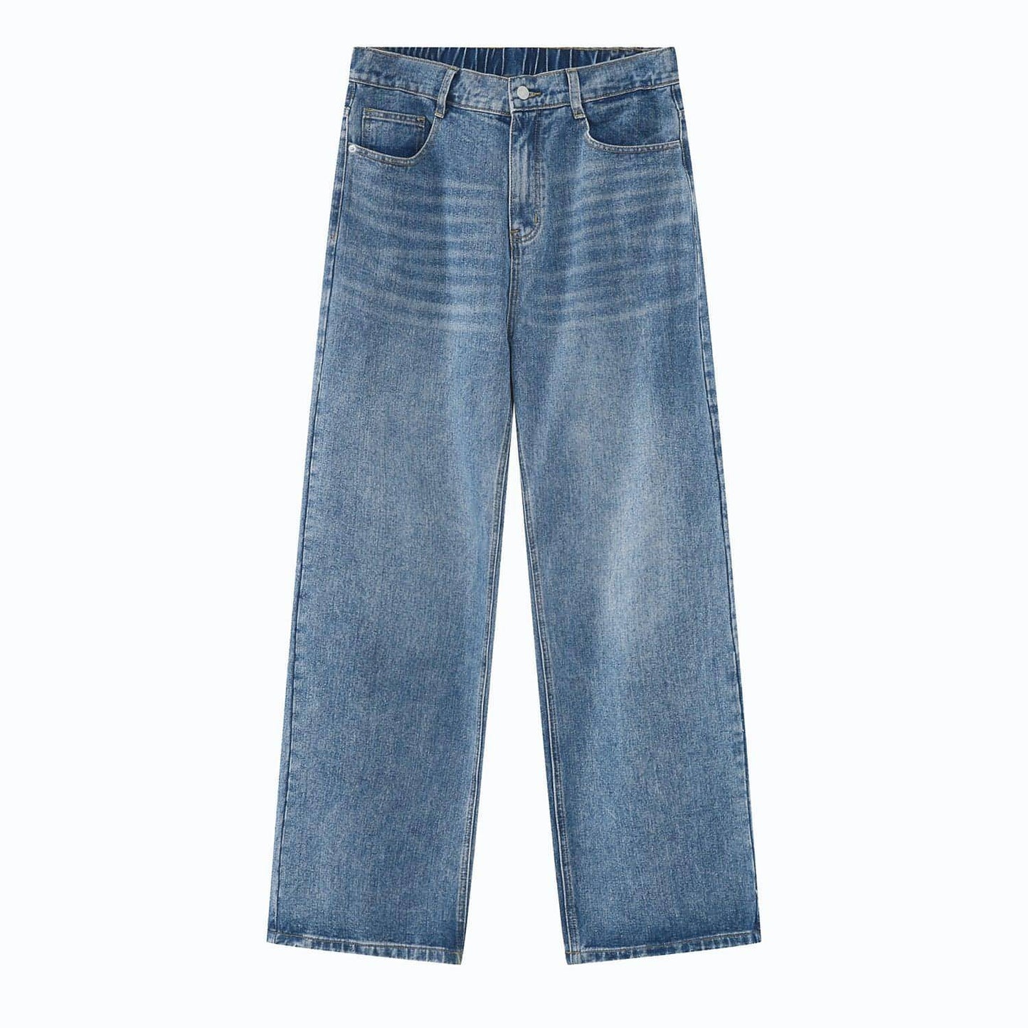 Korean Version Loose Elastic Waist Straight Casual Jeans For Men