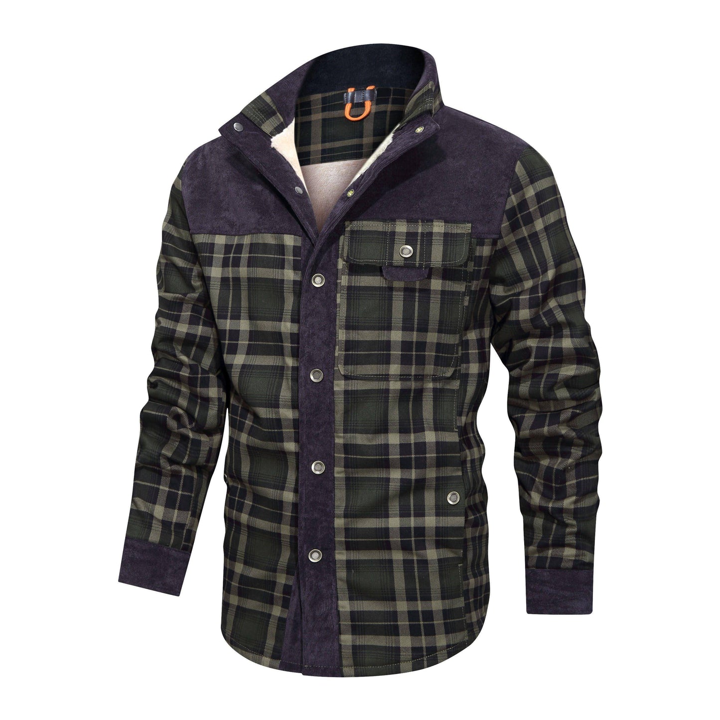 Verdickte Jacke mit klassischem kariertem Flauschfleece-Innenfutter