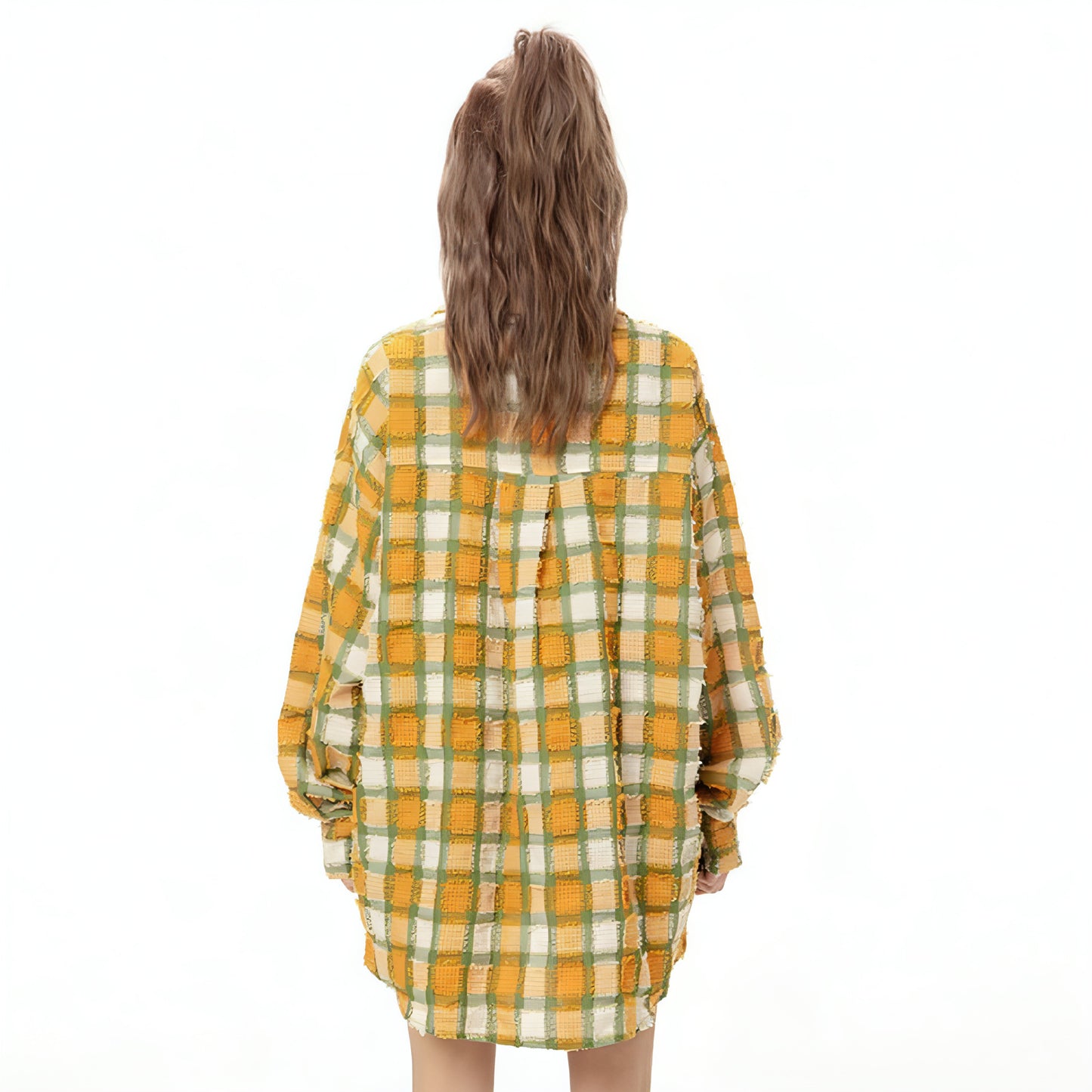Loose Casual High Street Frayed Design Lapel Women DressShirt