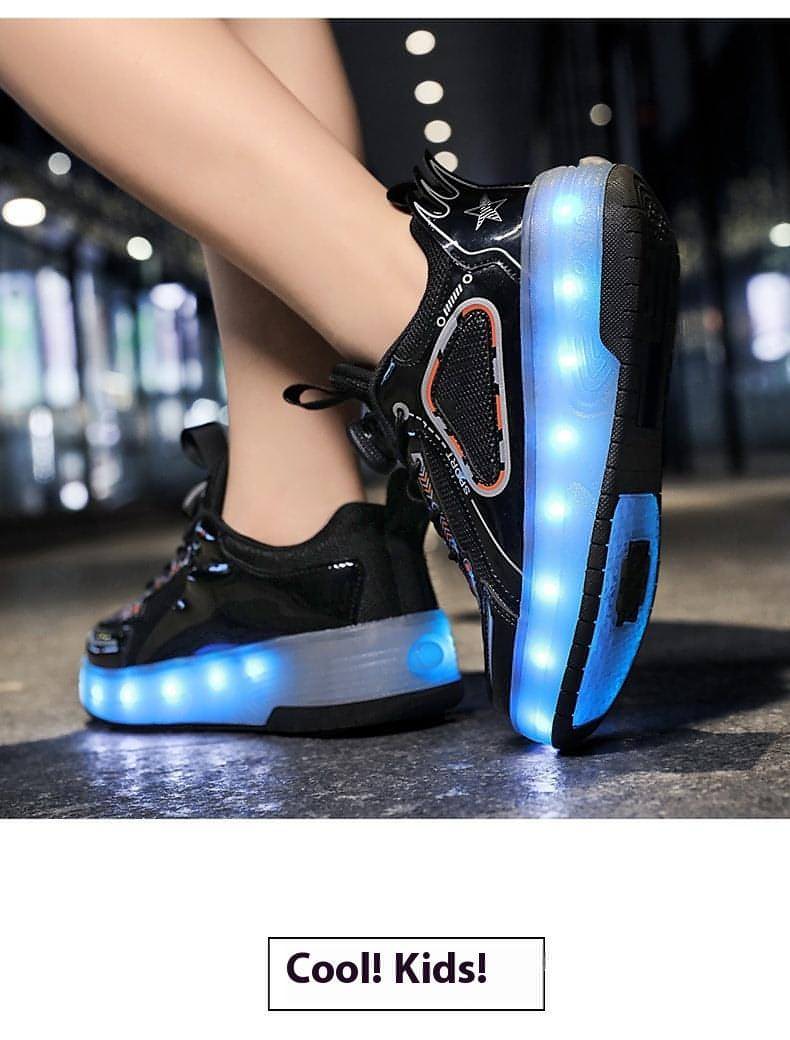 Mesh Double Wheel Heelys Childrening Luminous Charging Skate Shotos de skate de skate
