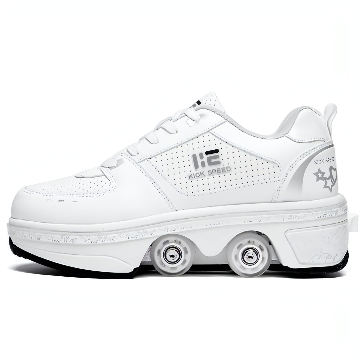 Bom produto patins de rolos de uso duplo, sapatos deformados, patins de rolos de linha dupla