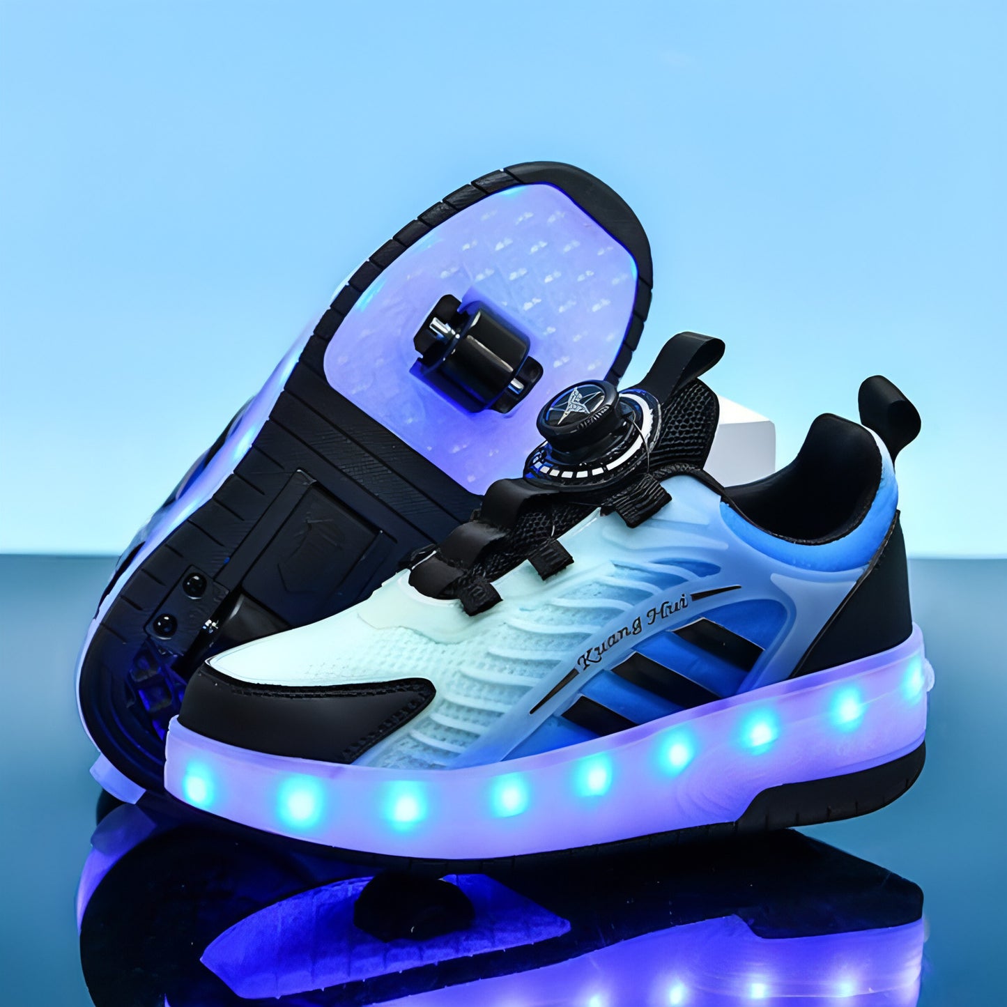 Mesh Double Wheel Heelys Childrening Luminous Charging Skate Shotos de skate de skate