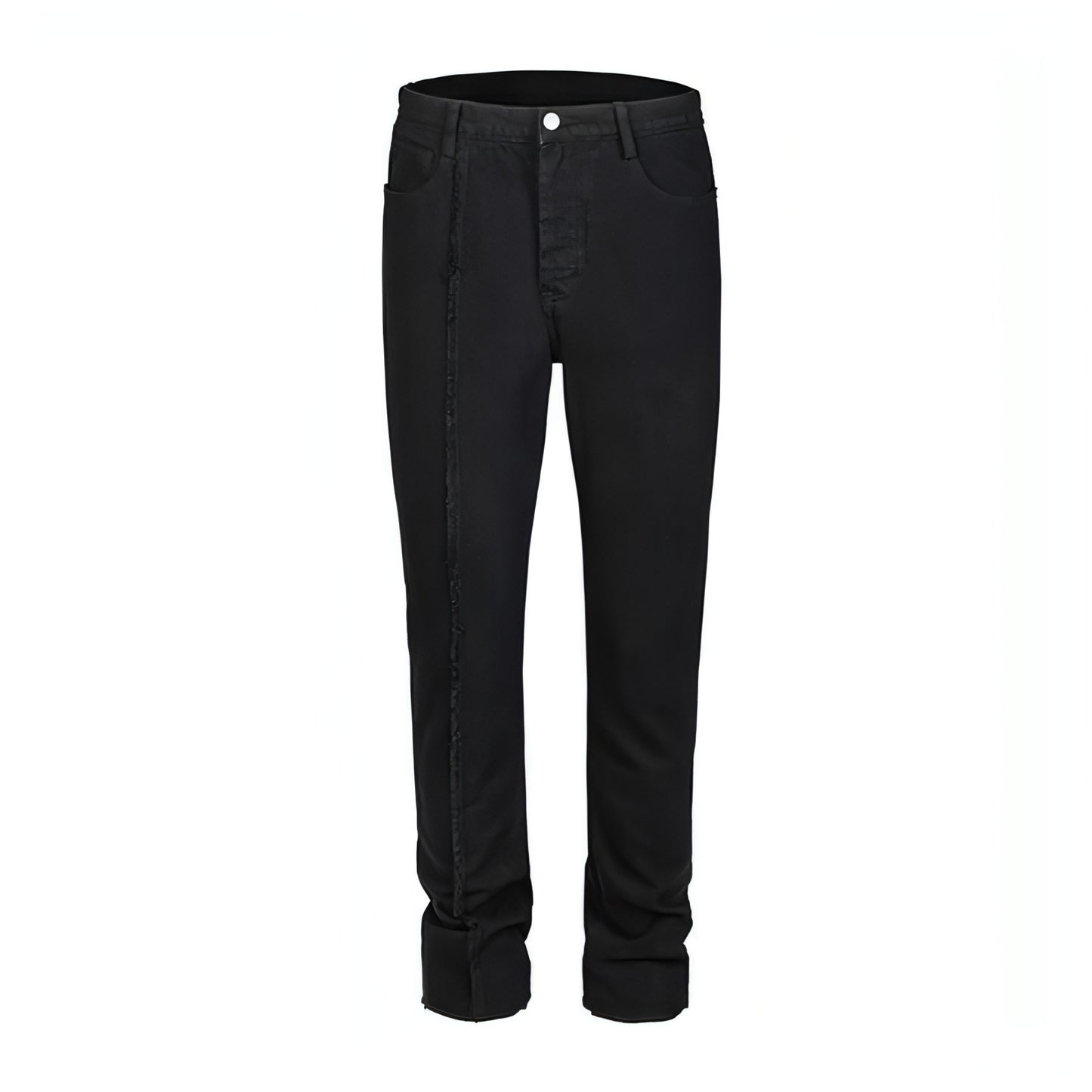 High Street Dark 3D Cut Solid Black Vintage Jeans Men