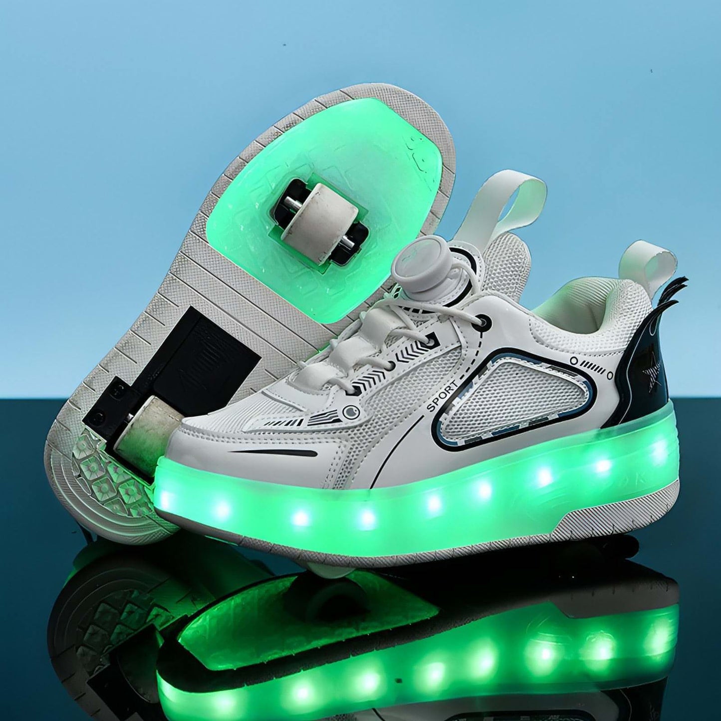 Mesh Double Wheel Heelys Childrening Luminous Charging Skate Shotos de skate de skate