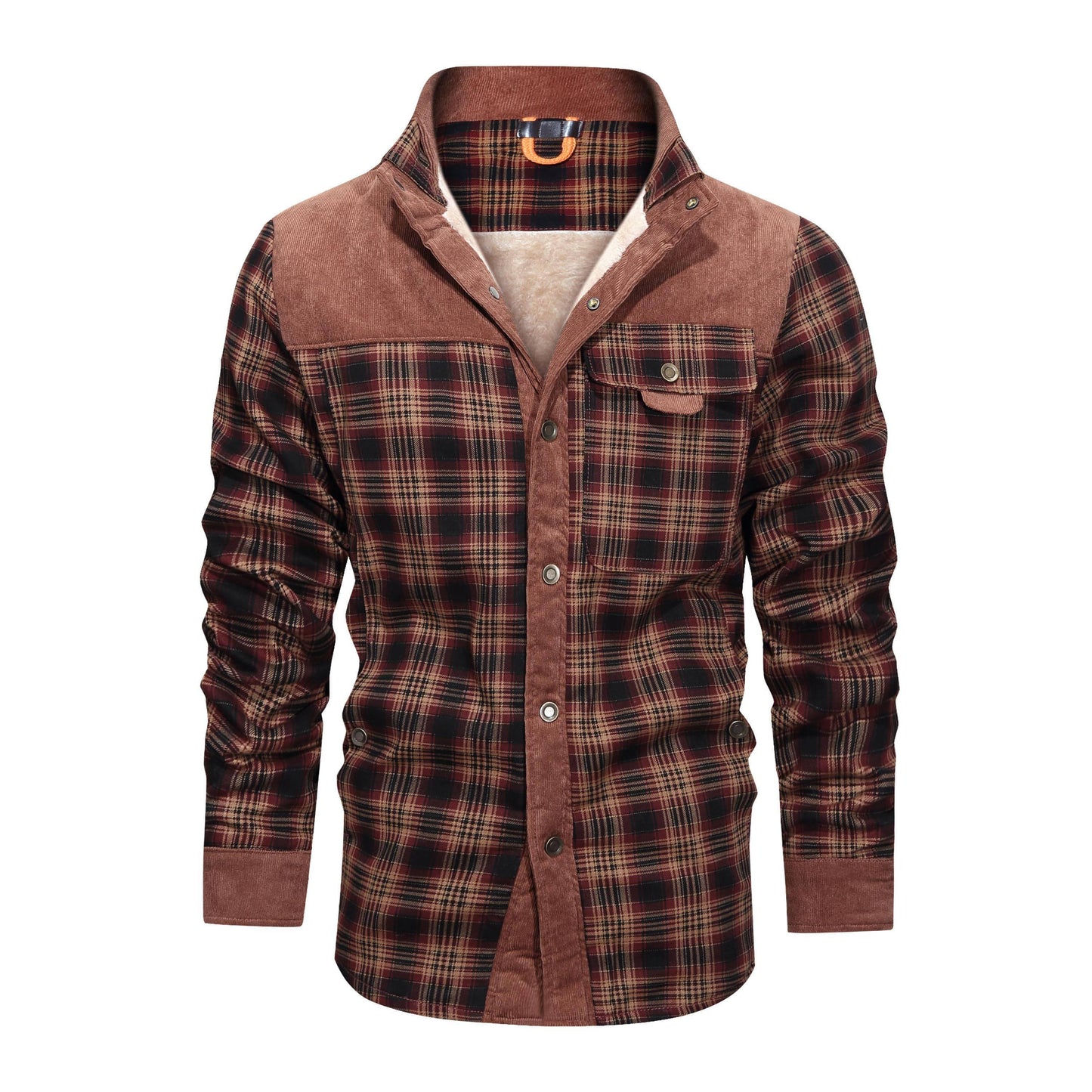 Verdickte Jacke mit klassischem kariertem Flauschfleece-Innenfutter