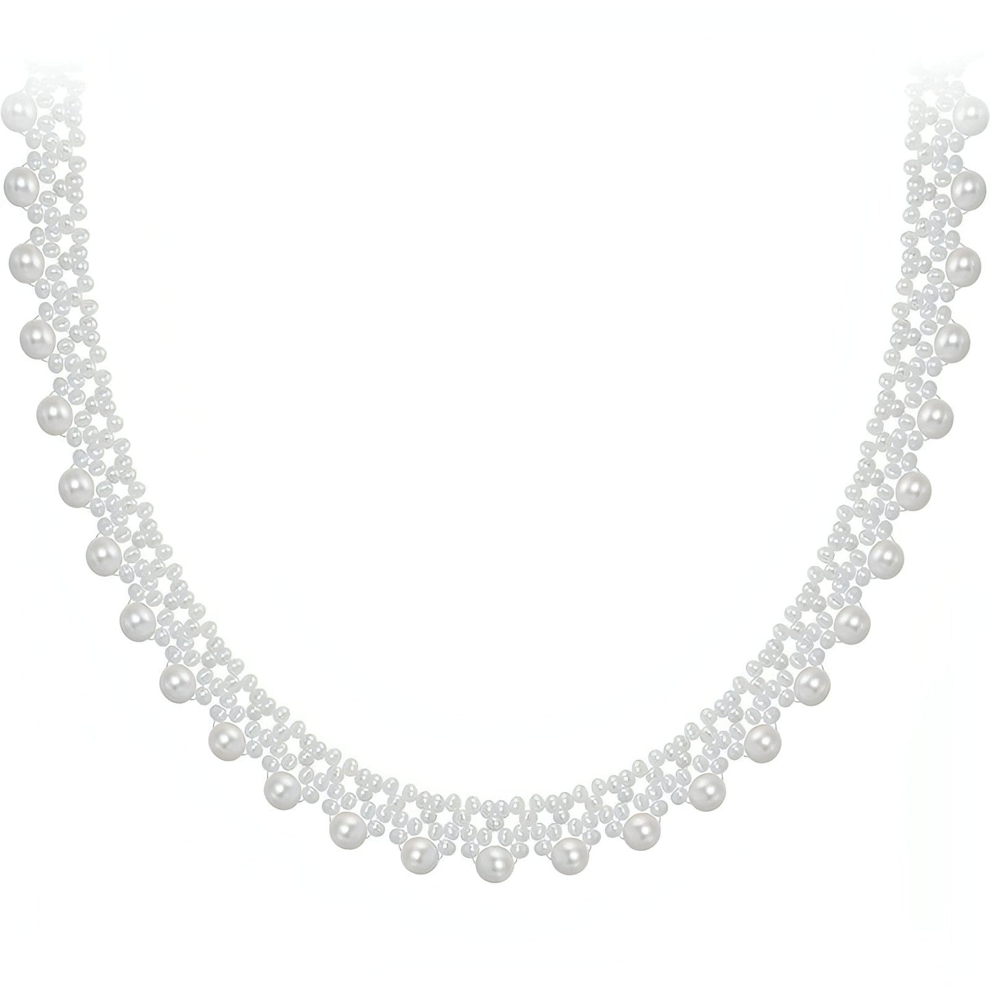 Vintage Pearl Choker with Gold Lace Accents