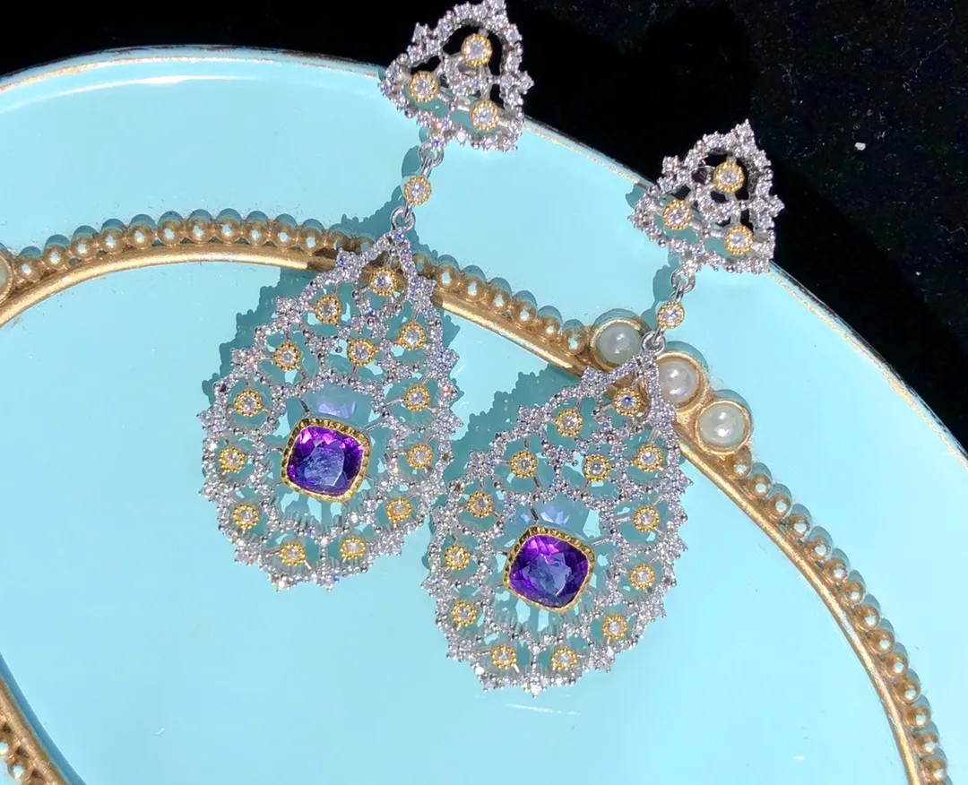 Luxury Custom 925 Silver Blue Luxury Earrings