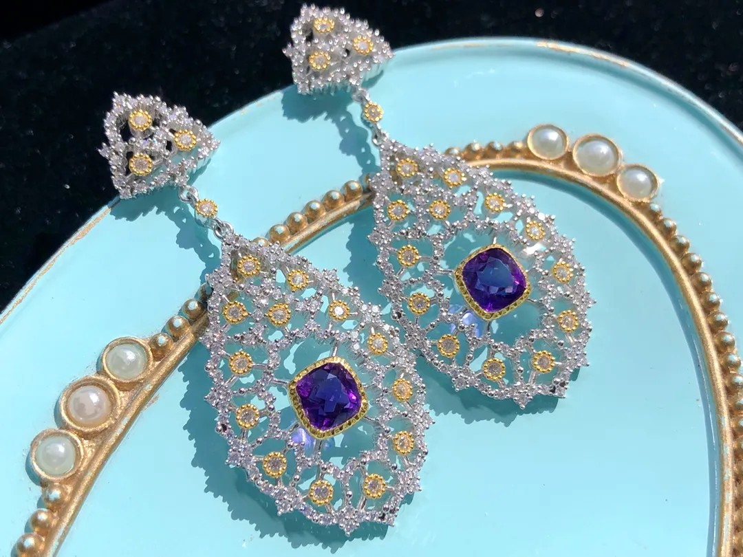 Luxury Custom 925 Silver Blue Luxury Earrings