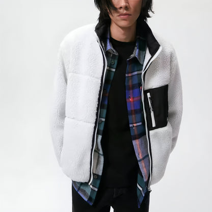 Herren Herbst und Winter Nähte Fleece Jacke Mantel