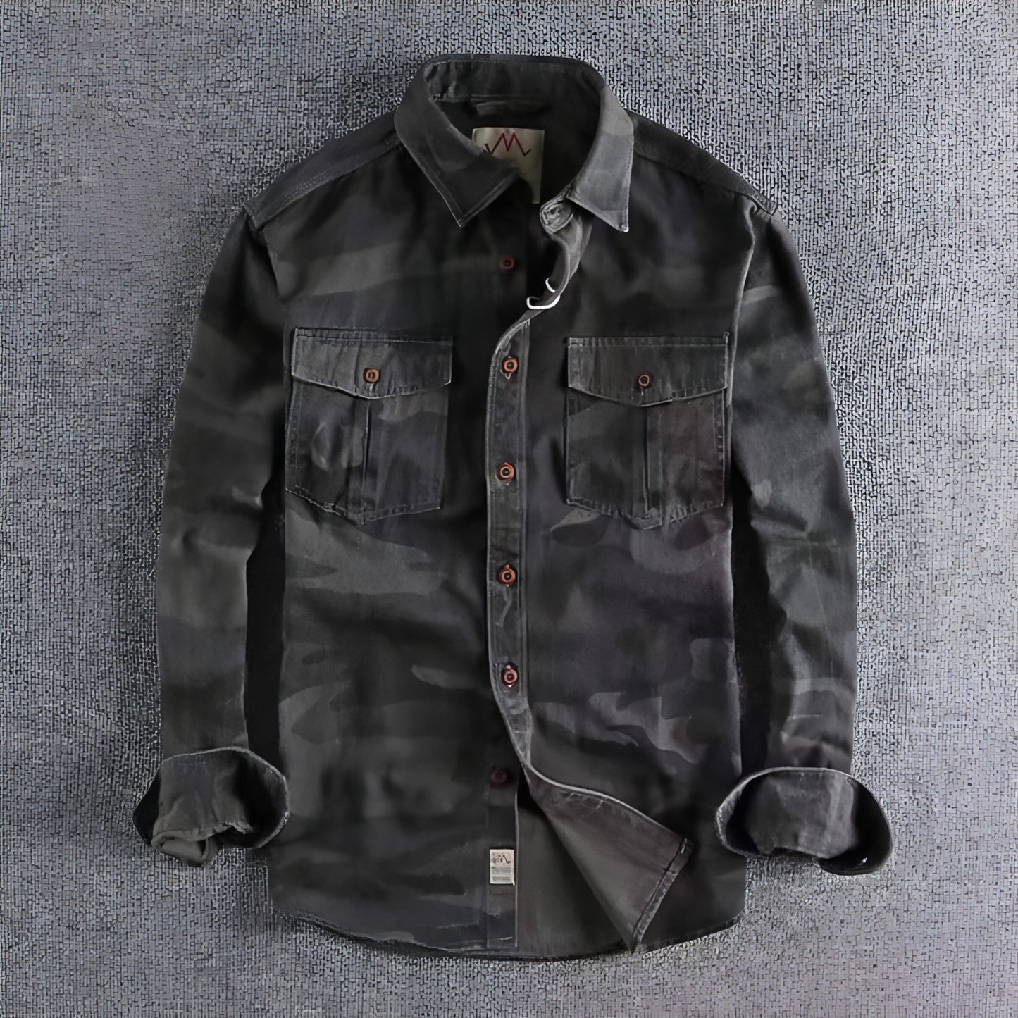 Gewaschenes Camouflage American Overalls Langarmhemd Herren