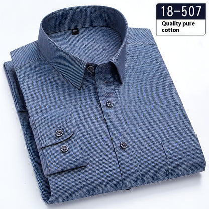 Camisa de vestido de bolso de bolso sólido de manga comprida masculina