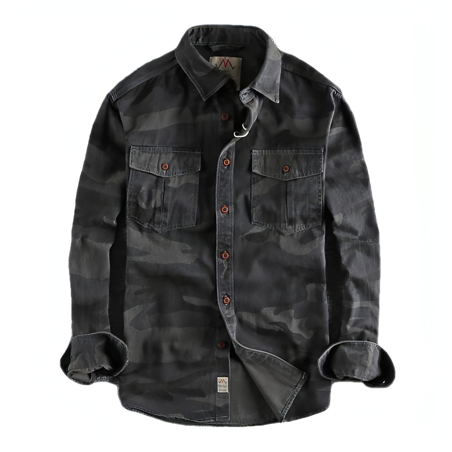 Gewaschenes Camouflage American Overalls Langarmhemd Herren