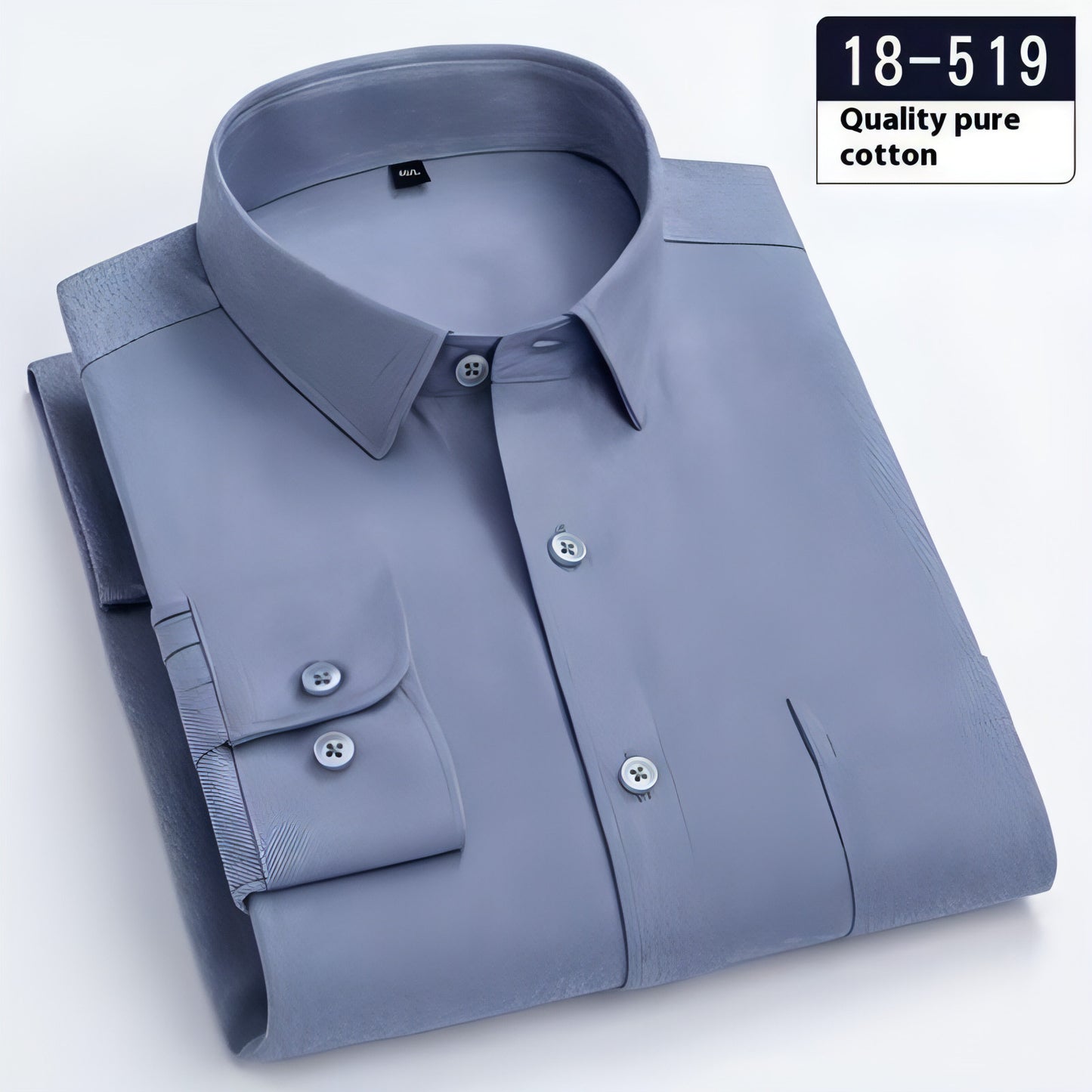 Camisa de vestido de bolso de bolso sólido de manga comprida masculina