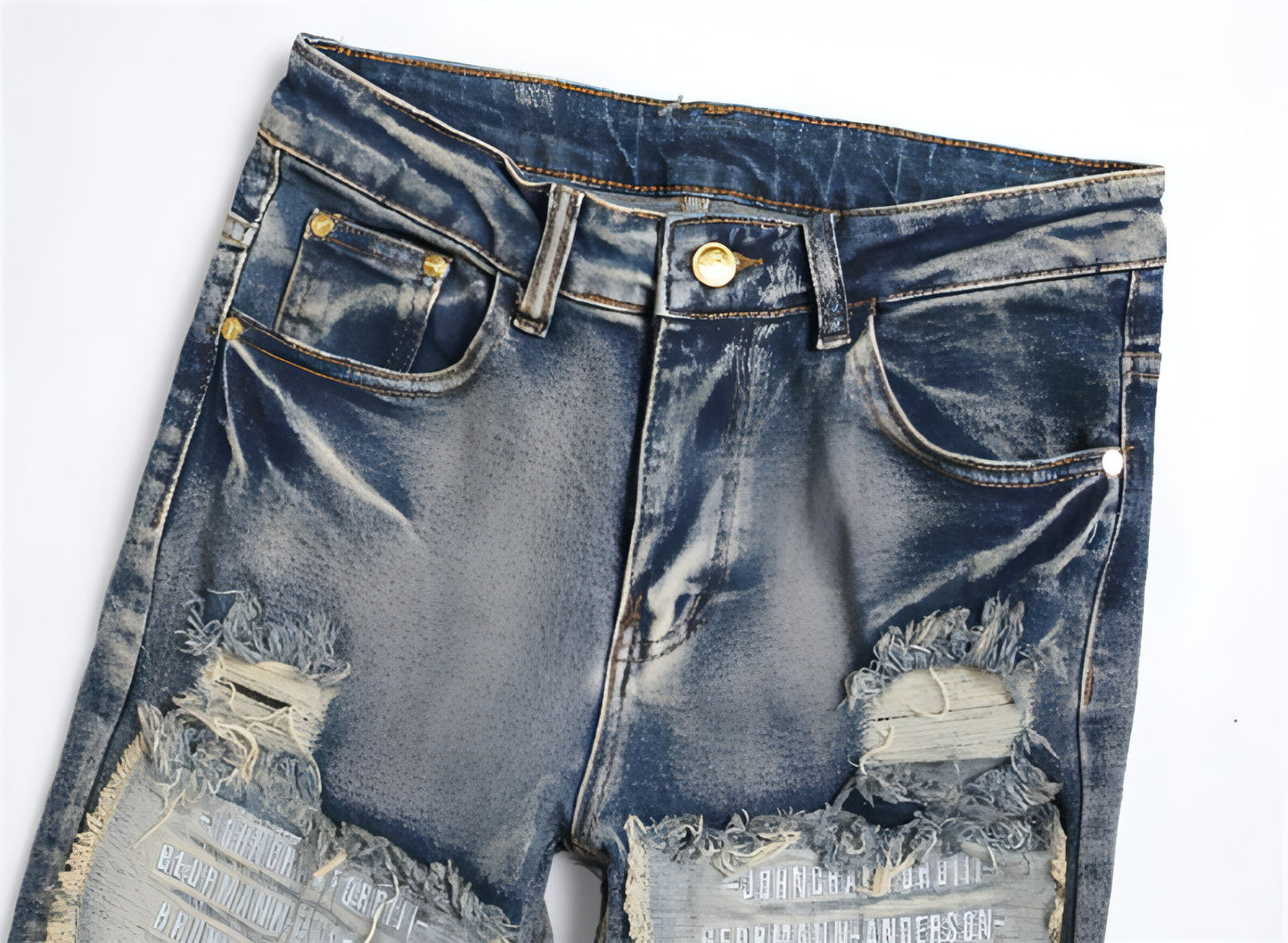 RawEdge™ – Distressed Patchwork Slim Jeans