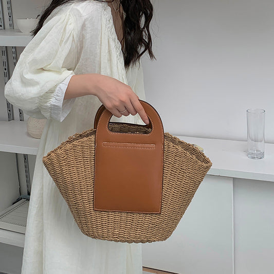 SolunaWeave™ – Retro Splice Straw Tote