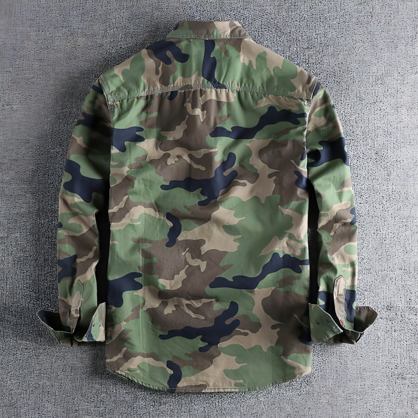 Gewaschenes Camouflage American Overalls Langarmhemd Herren