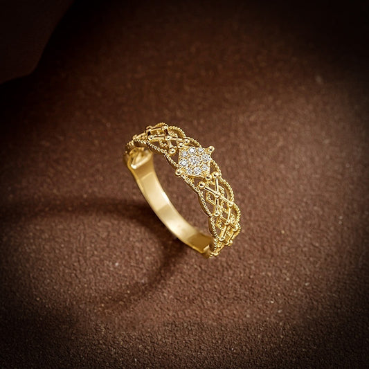 Pure 18K Jinrege Light Luxury Wide Version Fashion Ring – Timeless Elegance