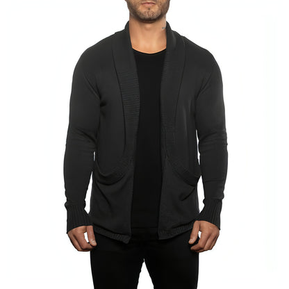 Solid Color Cardigan Sweater With Pockets Casual Men's Long-sleeved