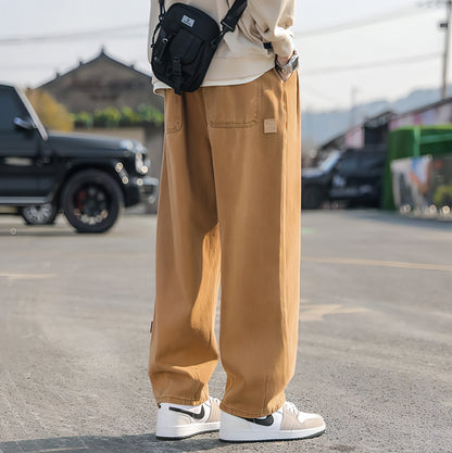 Cotton Pants Men's Casual Straight-leg Pants (Jeans)